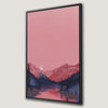 Pink Mountain Landscape Framed Canvas Print with Moon
