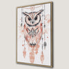 Pink Owl Bohemian Framed Canvas Print Animal Decor