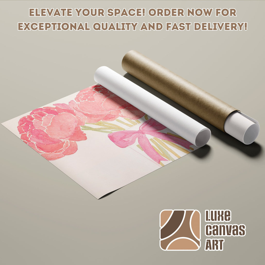 Watercolor floral Poster Roll in pink and green, ready to elevate your space!