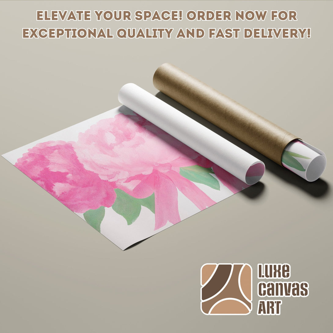 Poster Roll featuring pink floral art, watercolor style, with a soft, neutral color palette. Order now!