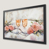 Pink Roses and Champagne Art Poster for Romantic Wall Decor