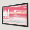 Pink Sailboat Sunset Art Poster - Coastal Wall Decor