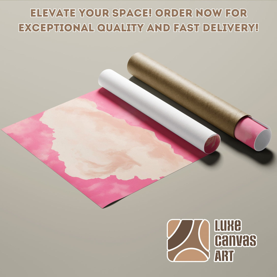 Poster Roll with pink and beige abstract art, perfect for adding style to your space.