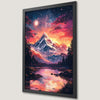 Pink Sky Mountain Art Poster - Dreamy Starry Night Wall Decor