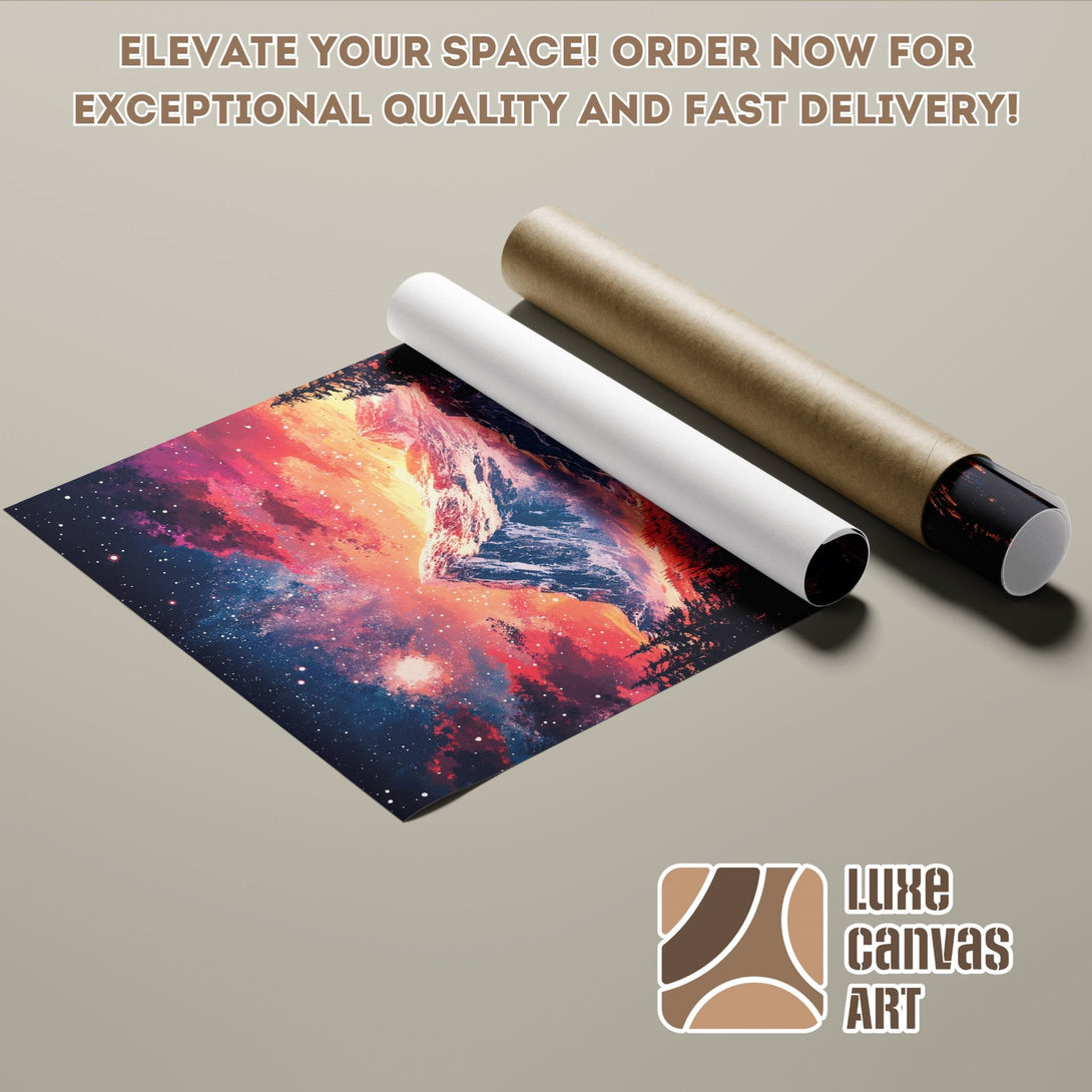 Poster Roll featuring a vibrant galaxy art print. Elevate your space with this colorful, modern art poster. Order now!