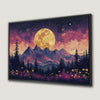 Pink Starry Moonlit Mountain Landscape Canvas Print