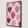 Pink Strawberry Framed Canvas Print for Kitchen Decor
