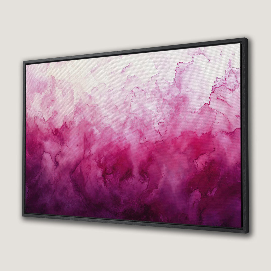 Framed Wall Art: Abstract watercolor Canvas Print in shades of pink and purple, perfect for adding a touch of modern art to your space.