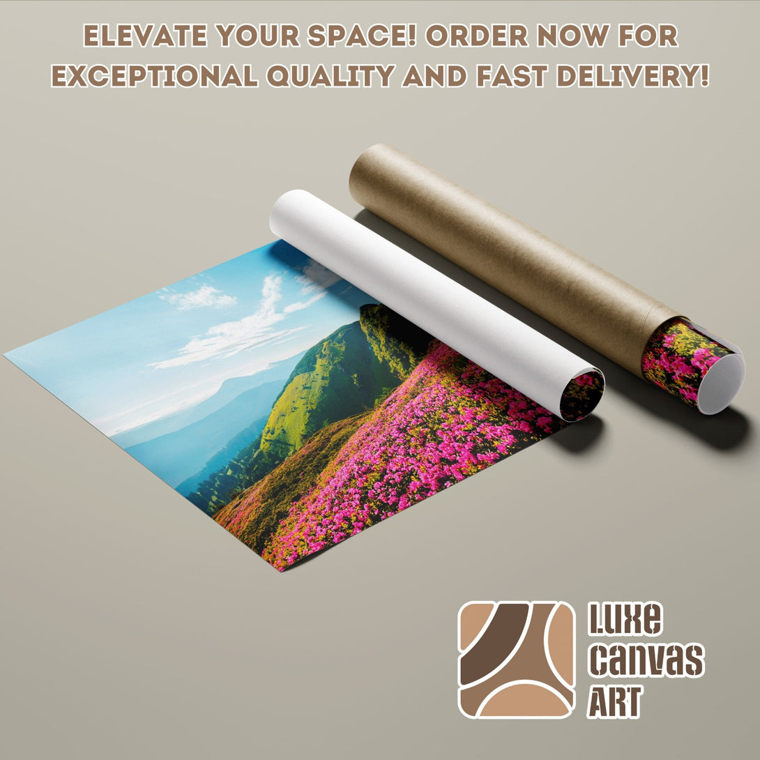 Mountain landscape Poster Roll with vibrant colors, perfect for home decor. Order now!
