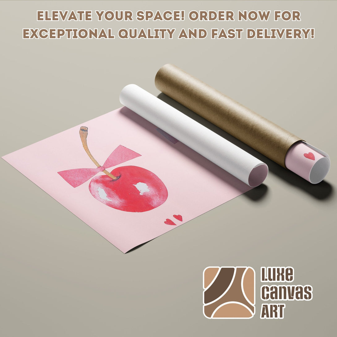 Watercolor cherry Poster Roll in pink and red tones, perfect for your space! Shop now!
