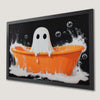 Playful Ghost in Bathtub Art Poster for Halloween