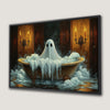 Playful Ghost in Bathtub Canvas Print for Halloween