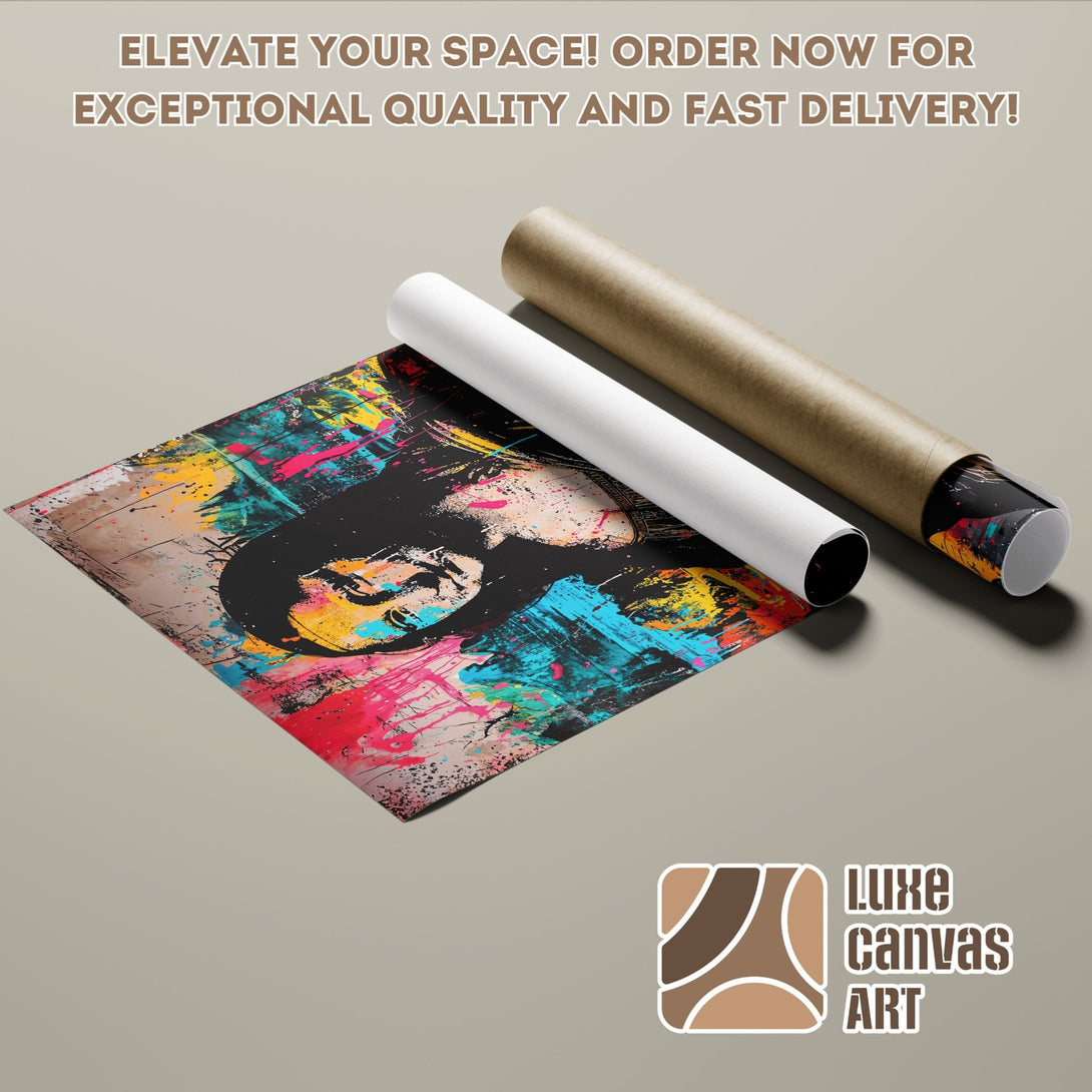 Abstract art poster roll with vibrant colors. Elevate your space with this stunning poster! Order now for fast delivery.