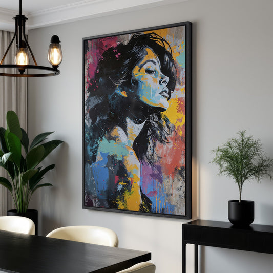 Pop Art Woman Portrait Canvas Print Graffiti Wall Art