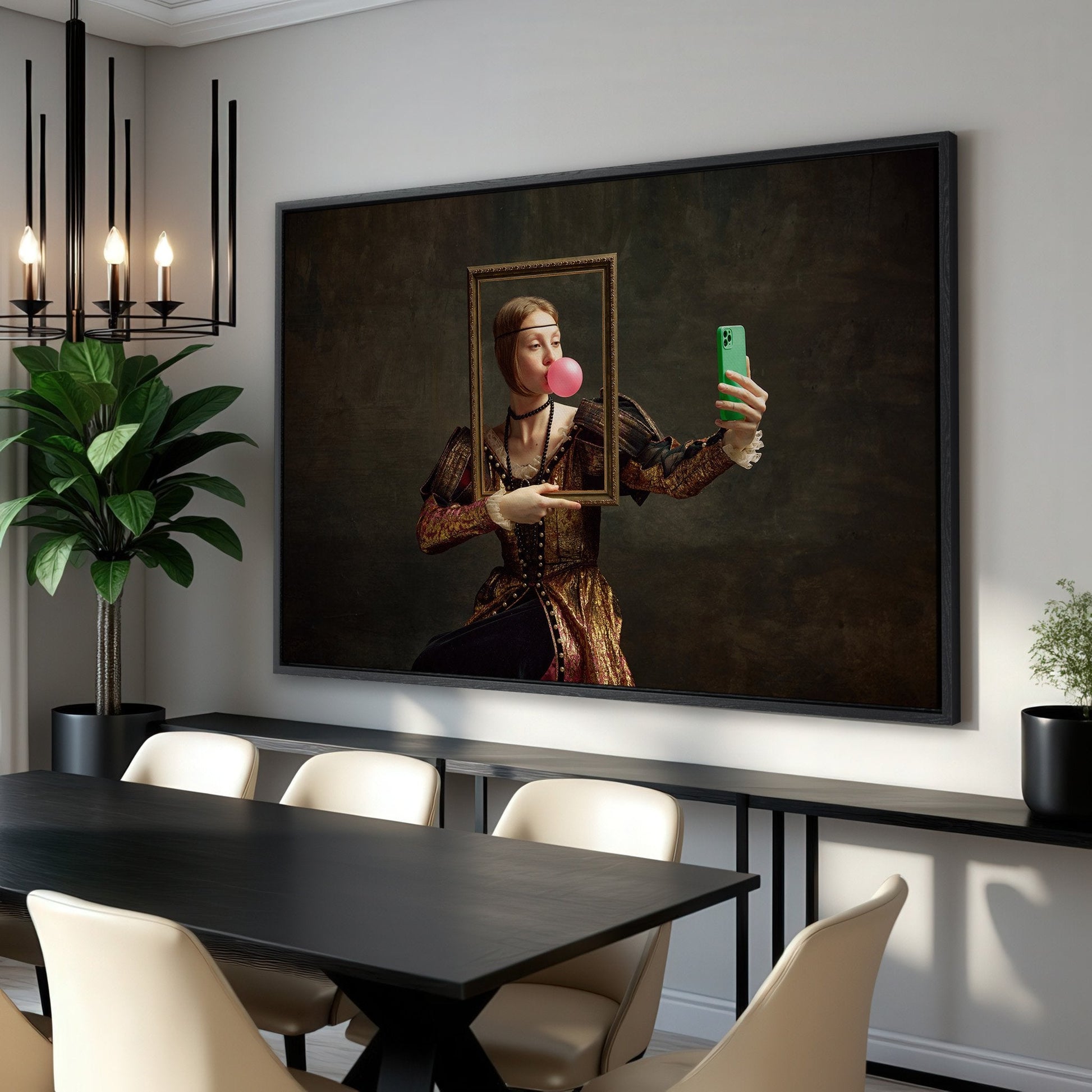 Portrait of Young Girl with Bubble Gum Canvas Print