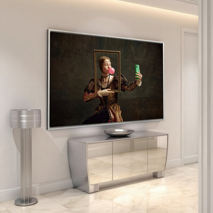 Portrait of Young Girl with Bubble Gum Canvas Print