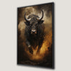 Powerful Running Black Angry Bull Canvas Print Art