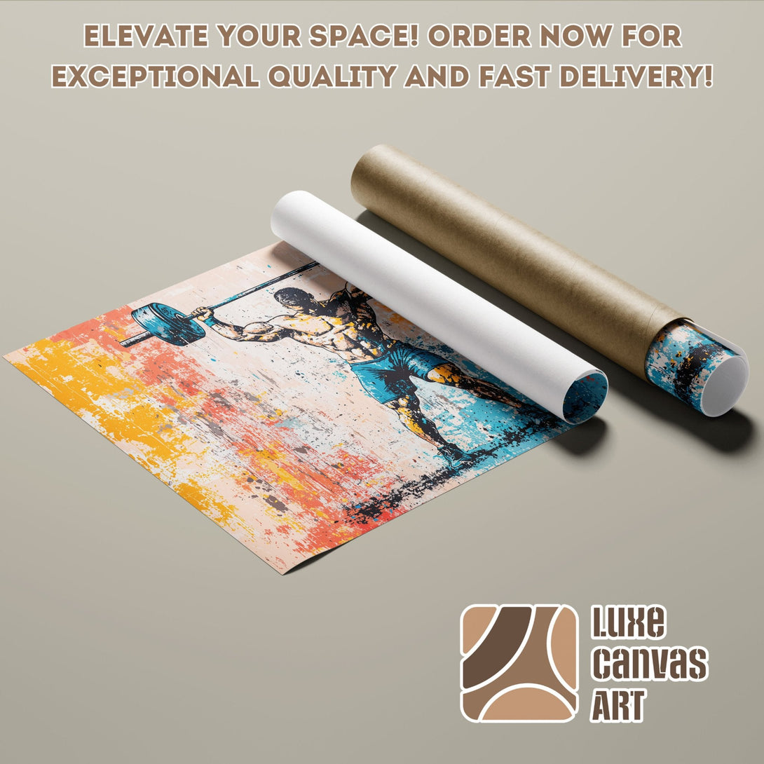 Abstract weightlifter poster roll with vibrant colors. Elevate your space with this unique art!