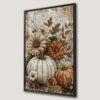 Pumpkins and Fall Flowers Canvas Print Rustic Charm