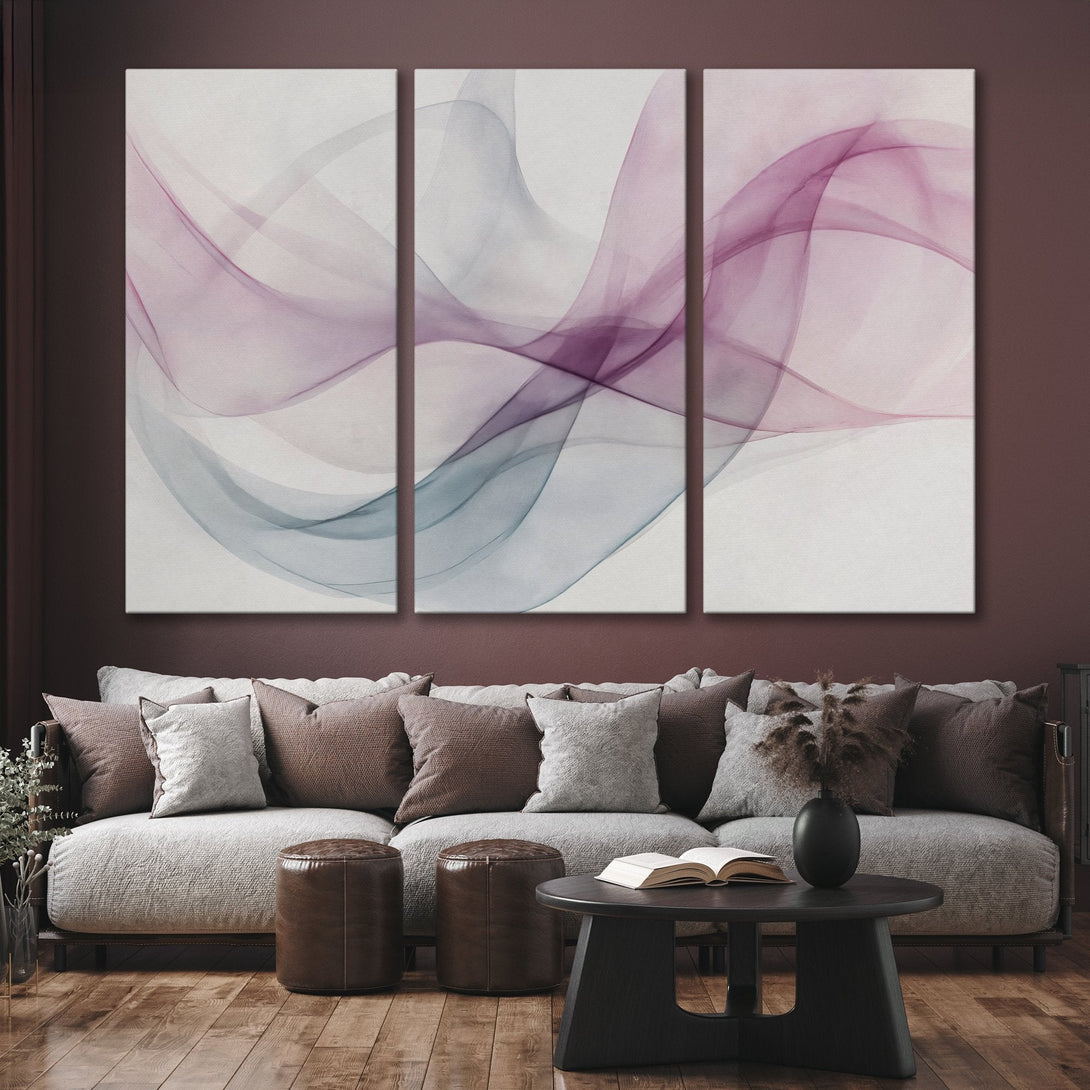 Abstract Canvas Print art in purple & blue hues. Modern wall decor for living room. Enhance your space with this elegant artwork.