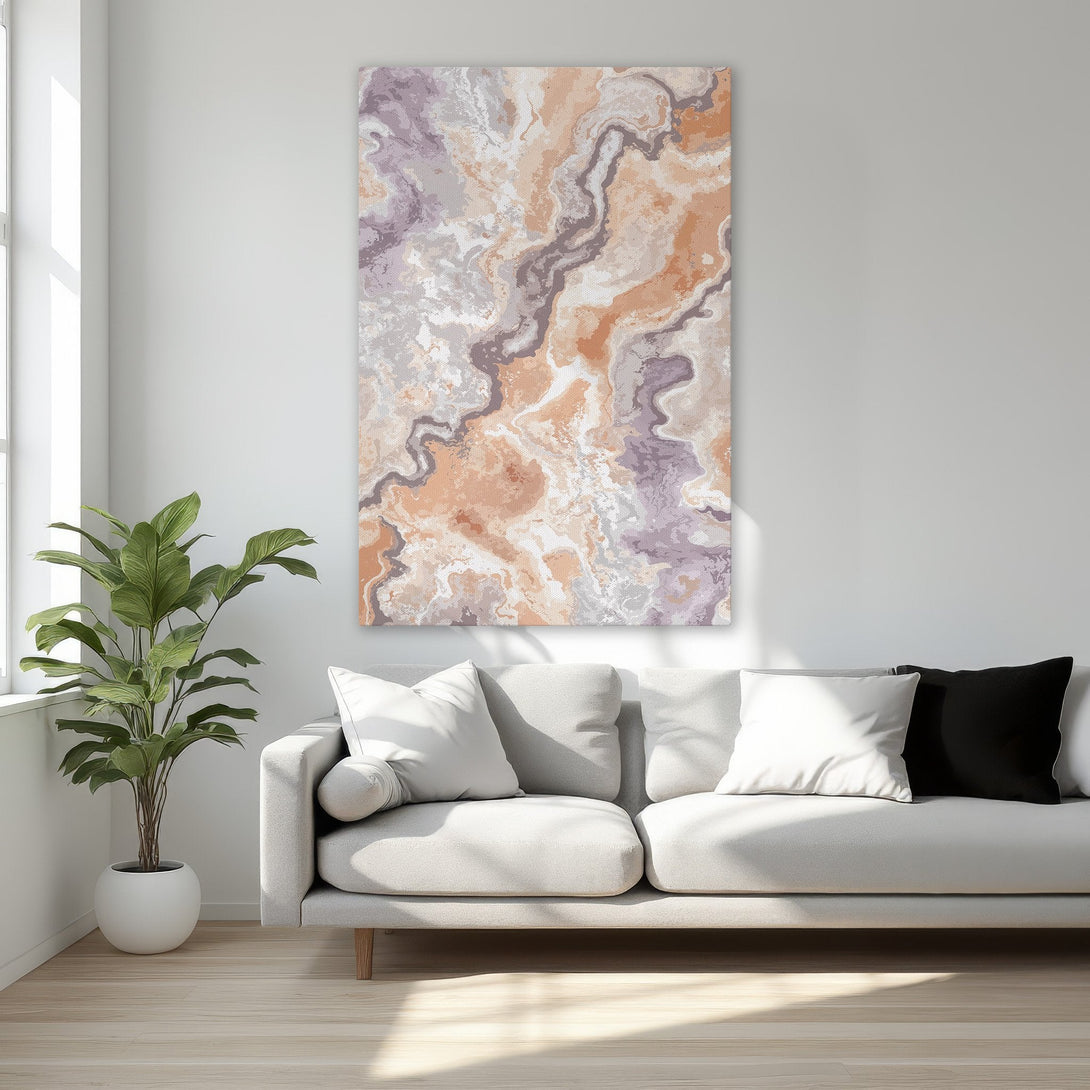Framed Wall Art featuring an abstract marble design in warm, earthy tones. Elevate your space with this stylish canvas print!