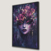 Purple Girl Portrait with Pink Flowers Canvas Print