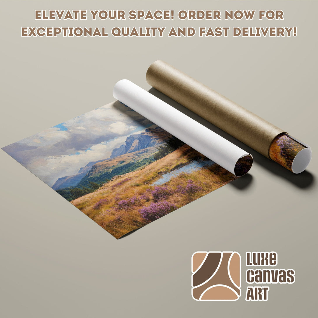 Poster Roll featuring a landscape painting in warm earth tones. Elevate your space with art!