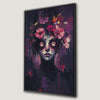 Purple Woman with Pink Flowers Canvas Print Wall Art