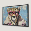 Quirky Cheetah with Pink Sunglasses Framed Canvas Print