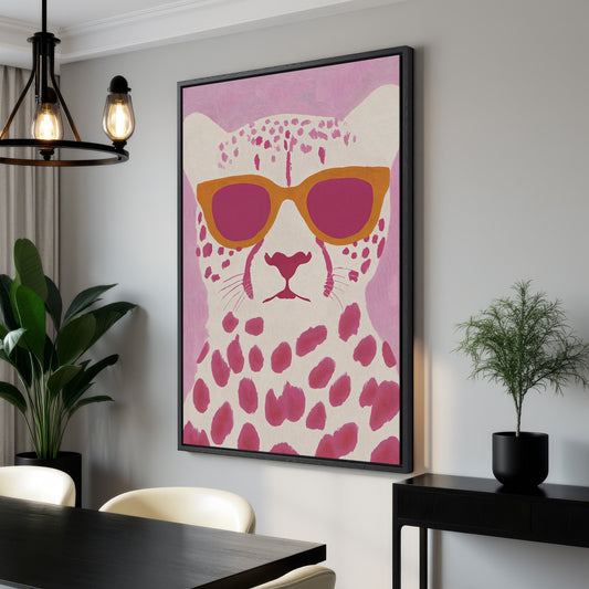 Quirky Cheetah with Sunglasses Canvas Print, Funky Wall Art