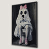 Quirky Ghost on Toilet Canvas Print for Funny Bathroom Decor