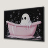 Quirky Ghost with Bubbles in Pink Bath Canvas Print