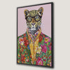 Quirky Leopard in Floral Suit Canvas Print Art