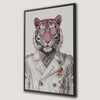 Quirky Pink Tiger in Floral Jacket Canvas Print