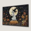 Rabbit and Full Moon Canvas Print Autumn Halloween Art