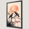 Raven and Cherry Blossoms Art Poster - Full Moon Decor