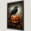 Raven on Pumpkin Art Poster - Gothic Halloween Decor