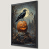 Raven on Spooky Pumpkin Art Poster - Gothic Halloween Decor