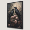 Raven Pair Among Roses Canvas Print Gothic Birds Art
