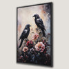 Raven Pair in Flowers Canvas Print - A Botanical Artwork