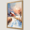 Red Barn in Winter - Art Poster for Rustic Home Decor