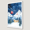 Red Cable Cars in Snowy Mountains Art Poster - Winter Decor