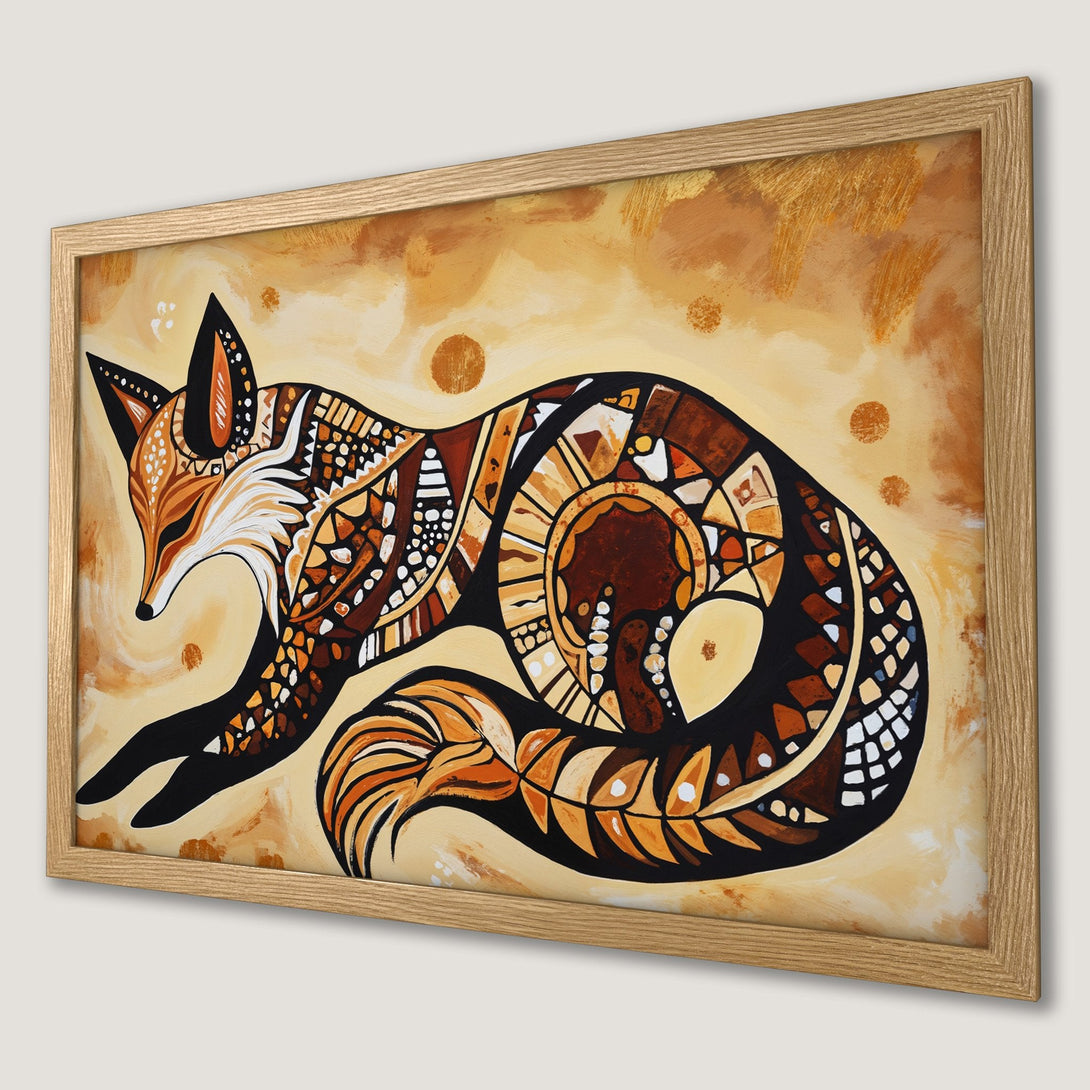 Framed Poster featuring a stylized fox in warm earth tones. Perfect art for your home!