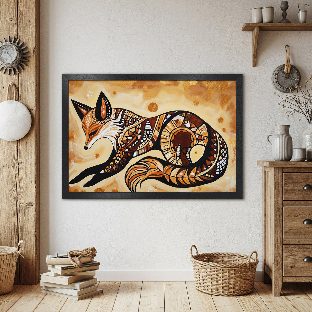 Framed Poster of a stylized fox in warm earth tones. Perfect art for your home!