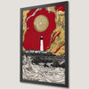 Red Gold Seascape Art Poster - Lighthouse Coastal Decor