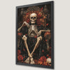 Red Roses Throne Art Poster: Gothic Skeleton Wall Decor