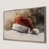Red Santa Hat in Snow Canvas Print Holiday Wall Art