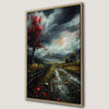 Red Tree in Autumn Canvas Print with Rustic Charm