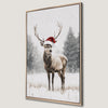 Reindeer with Santa Hat Canvas Print Festive Christmas