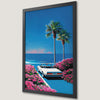 Retro Convertible Beach Scene Art Poster - Summer Vibes